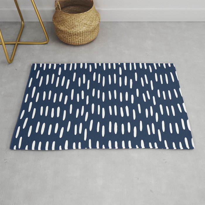 Boho Raindrops in Navy Blue Rug Gallery Image 1