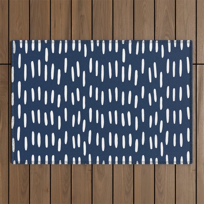 Boho Raindrops in Navy Blue Outdoor Rug Gallery Image 1