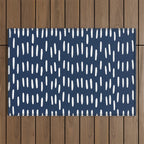 Boho Raindrops in Navy Blue Outdoor Rug Gallery Image 1