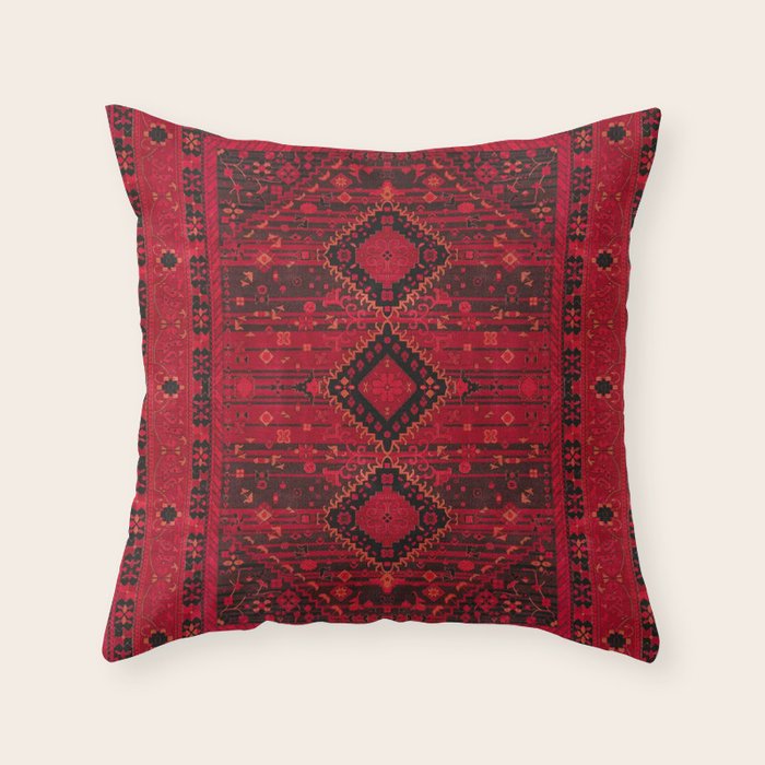Scarlet Elegance: Oriental Moroccan & Ottoman Artistry Throw Pillow Gallery Image 6
