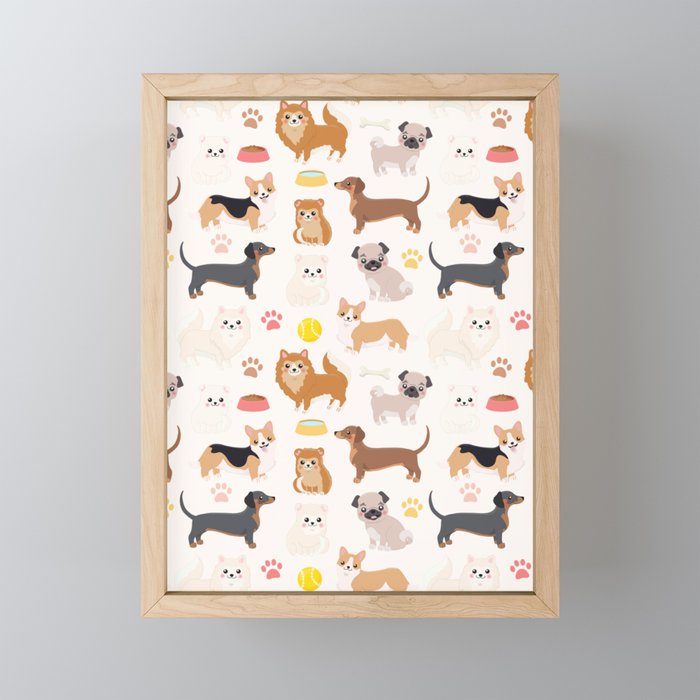 Cute Dog Pattern Mini Art Print Gallery Image 1