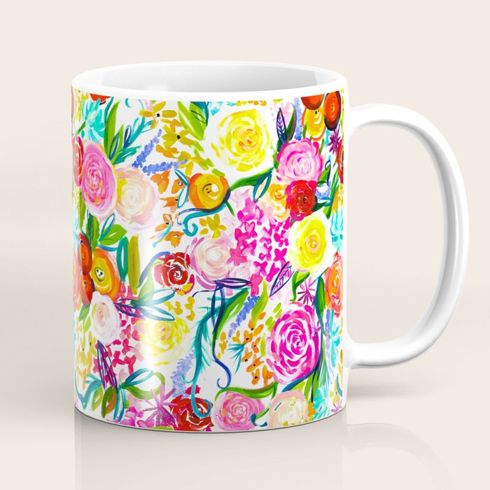 Neon Summer Floral (Smaller Print size) Coffee Mug Gallery Image 1