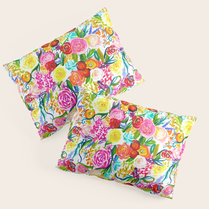 Neon Summer Floral (Smaller Print size) Pillow Sham Gallery Image 1