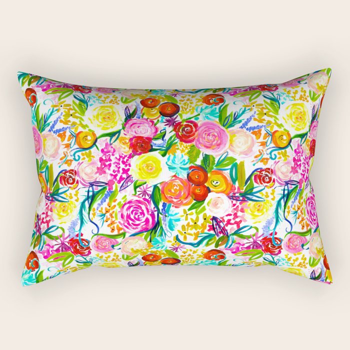 Neon Summer Floral (Smaller Print size) Rectangular Pillow Gallery Image 2