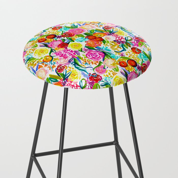 Neon Summer Floral (Smaller Print size) Stool Gallery Image 2