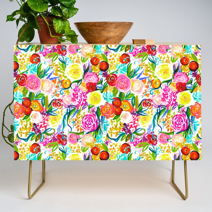 Neon Summer Floral (Smaller Print size) Credenza Gallery Image 1