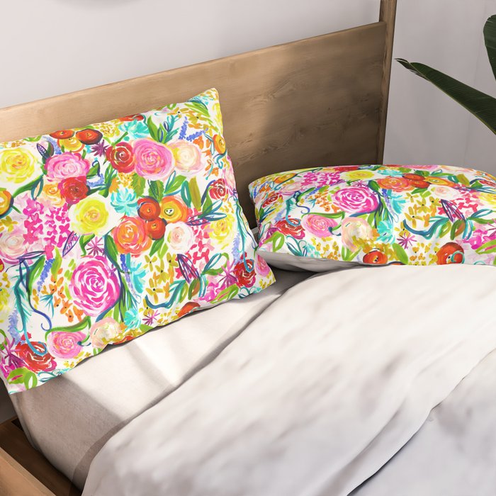 Neon Summer Floral (Smaller Print size) Pillow Sham Gallery Image 2