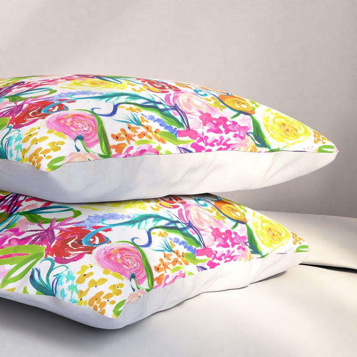 Neon Summer Floral (Smaller Print size) Pillow Sham Gallery Image 3