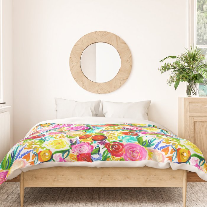 Neon Summer Floral (Smaller Print size) Duvet Cover Gallery Image 3