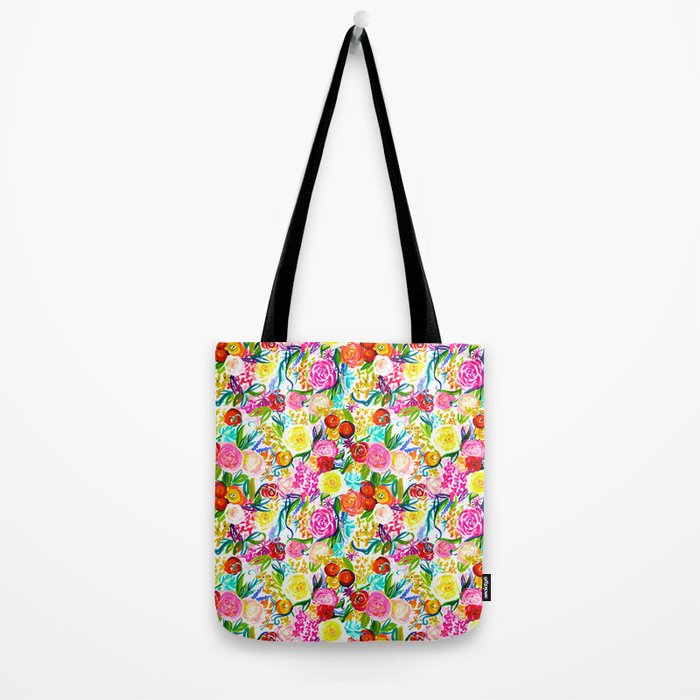 Neon Summer Floral (Smaller Print size) Tote Bag Gallery Image 2