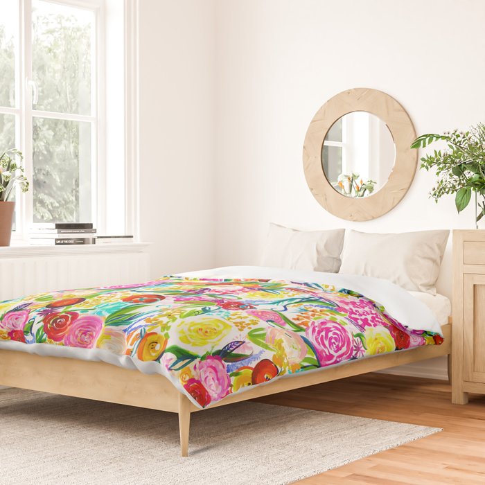 Neon Summer Floral (Smaller Print size) Duvet Cover Gallery Image 2