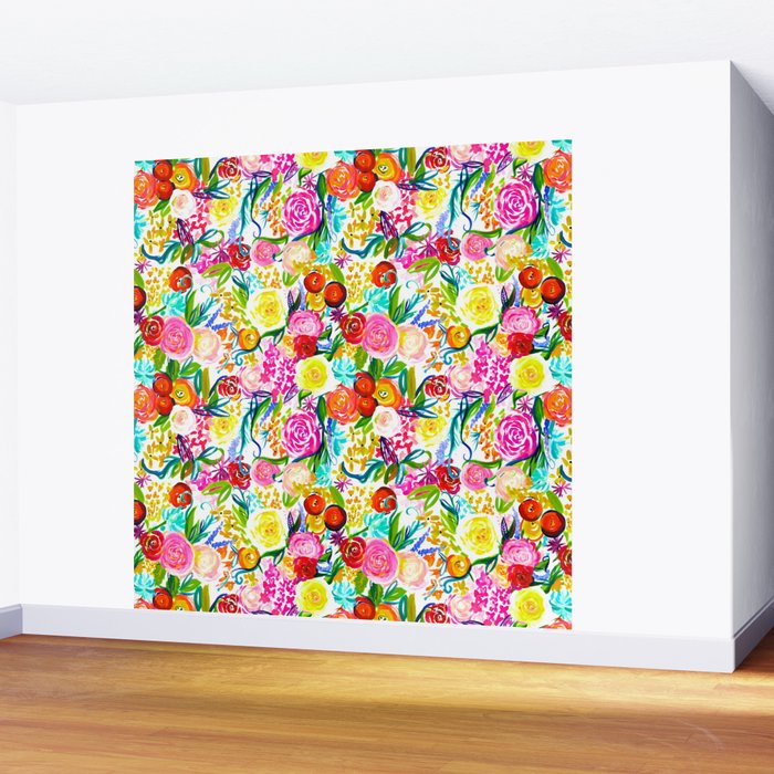 Neon Summer Floral (Smaller Print size) Wall Mural Gallery Image 2