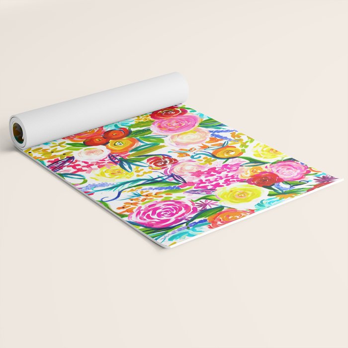 Neon Summer Floral (Smaller Print size) Yoga Mat Gallery Image 2