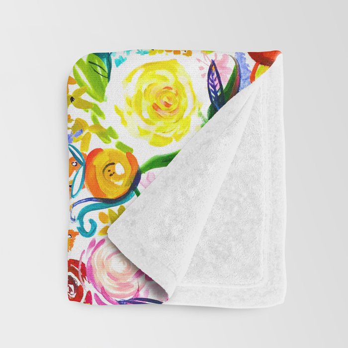 Neon Summer Floral (Smaller Print size) Throw Blanket Gallery Image 3