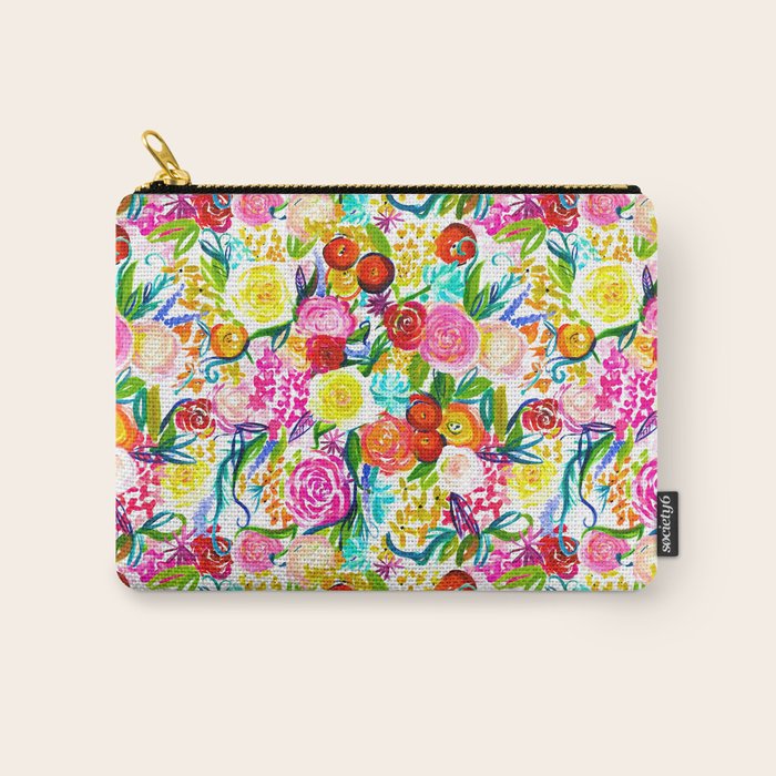 Neon Summer Floral (Smaller Print size) Carry All Pouch Gallery Image 1
