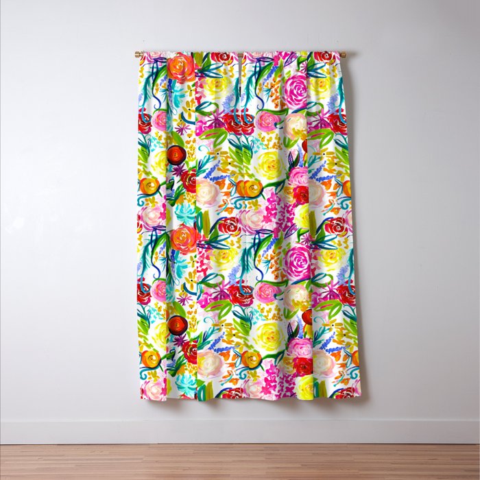 Neon Summer Floral (Smaller Print size) Window Curtain Gallery Image 3