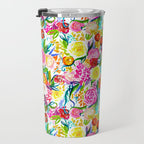 Neon Summer Floral (Smaller Print size) Travel Mug Gallery Image 3