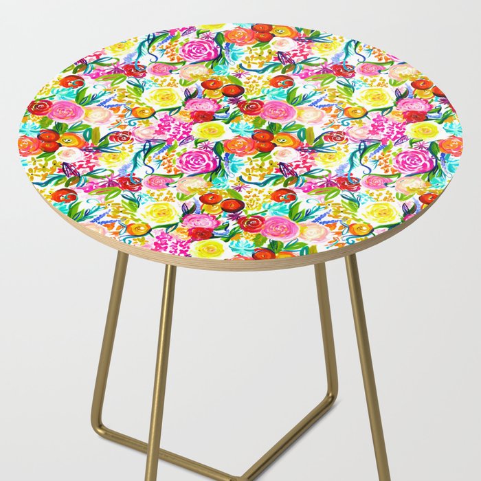 Neon Summer Floral (Smaller Print size) Side Table Gallery Image 2