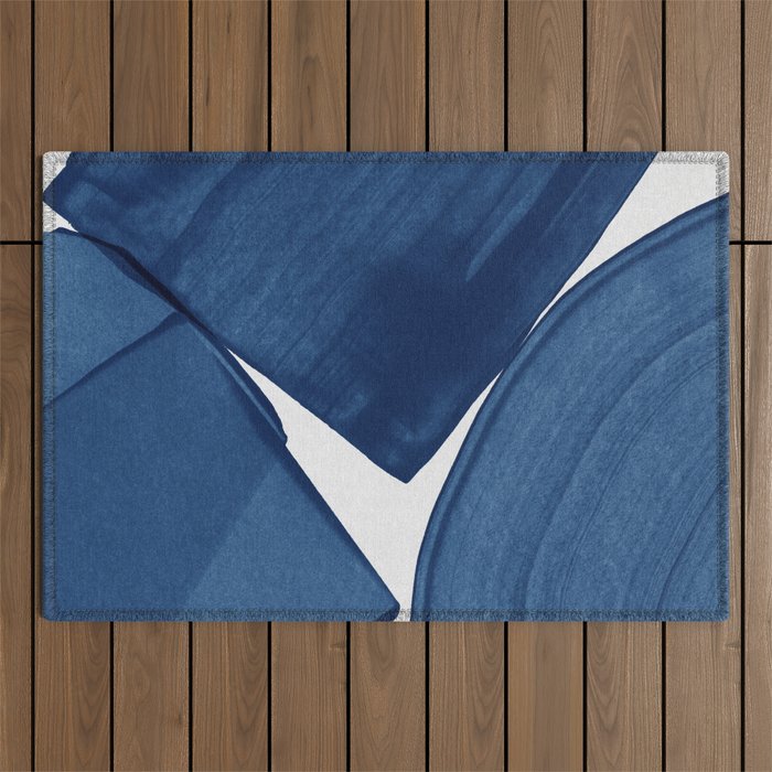 Modern Painting Blue II, Blue Abstract Outdoor Rug Gallery Image 1