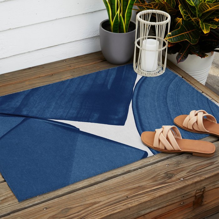 Modern Painting Blue II, Blue Abstract Outdoor Rug Gallery Image 2