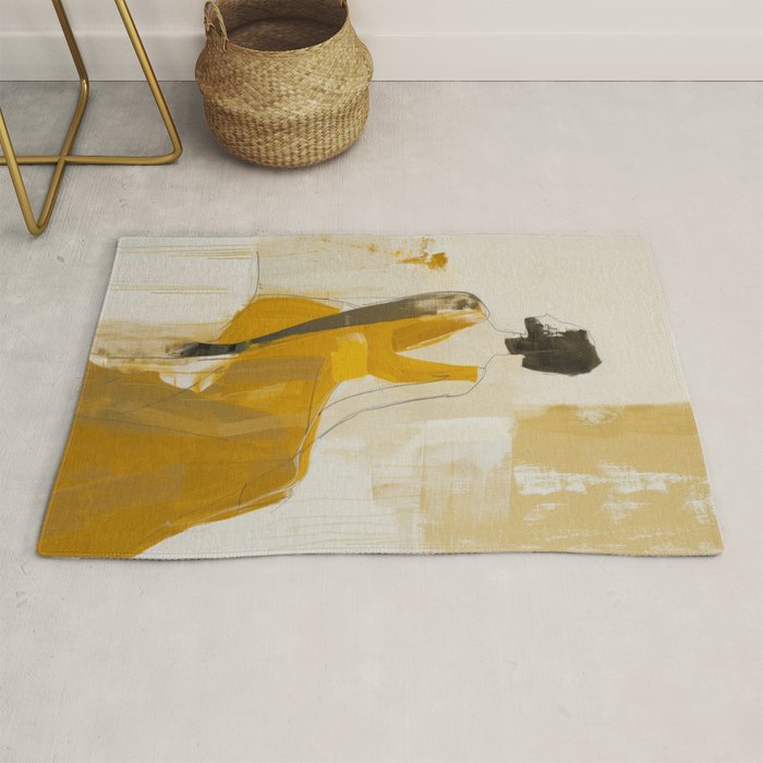 Modern Abstract Woman in Yellow Dress Rug Gallery Image 1