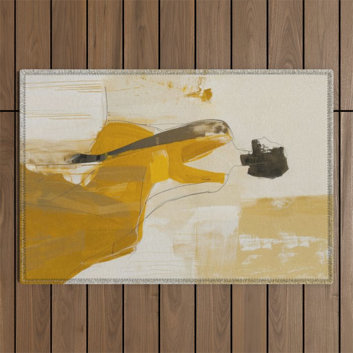 Modern Abstract Woman in Yellow Dress Outdoor Rug Gallery Image 1