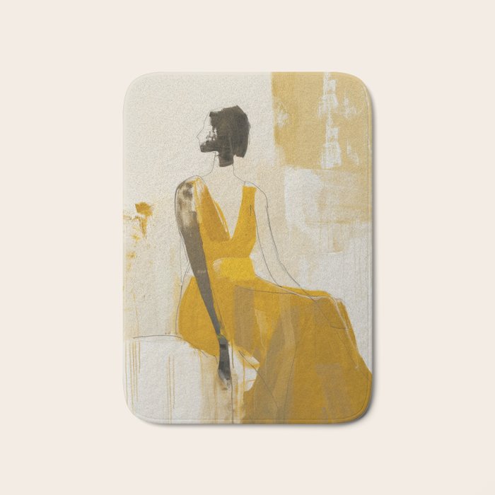 Modern Abstract Woman in Yellow Dress Bath Mat Gallery Image 1