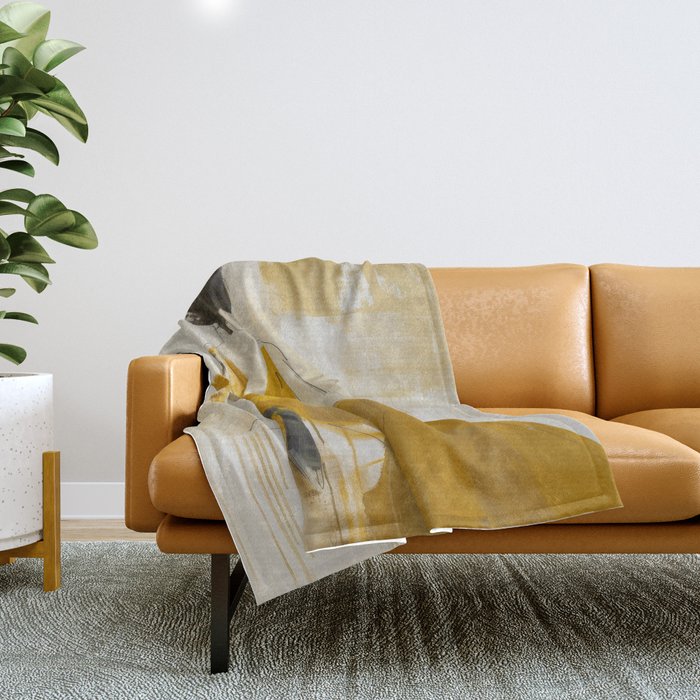 Modern Abstract Woman in Yellow Dress Throw Blanket Gallery Image 1