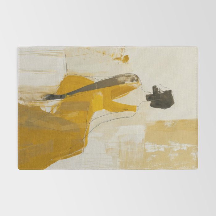 Modern Abstract Woman in Yellow Dress Rug Gallery Image 2