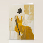 Modern Abstract Woman in Yellow Dress Stationery Card Gallery Image 2