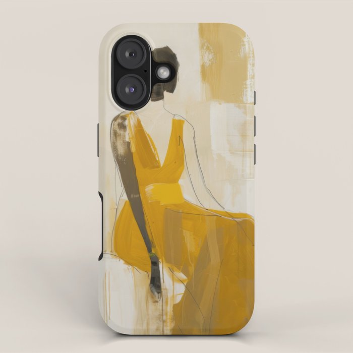 Modern Abstract Woman in Yellow Dress iPhone Case Gallery Image 1