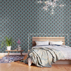 Blockprint Blooms on light blue Wallpaper Gallery Image 3