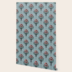 Blockprint Blooms on light blue Wallpaper Gallery Image 2