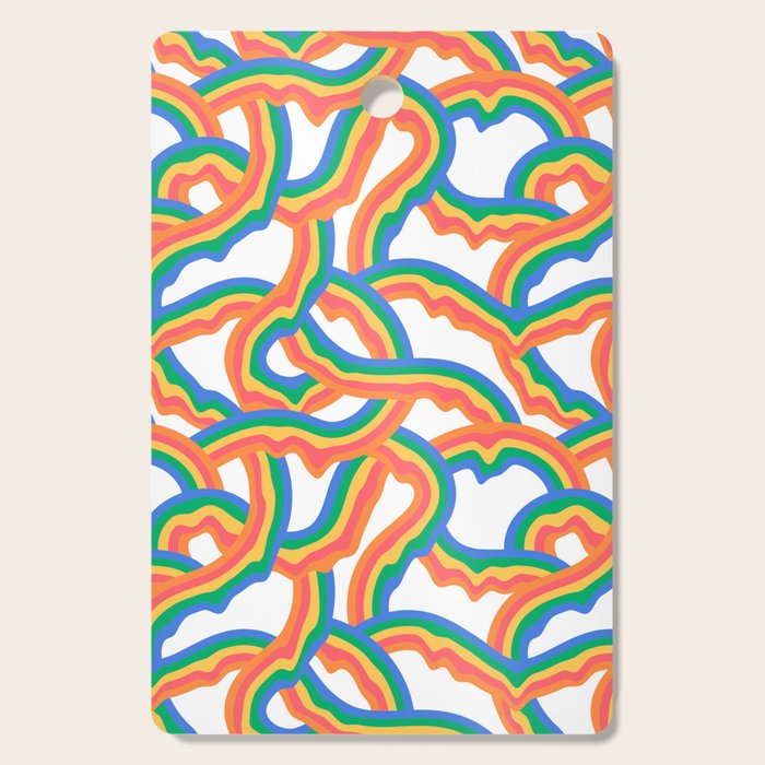 Retro psychedelic rainbow pattern Cutting Board Gallery Image 1