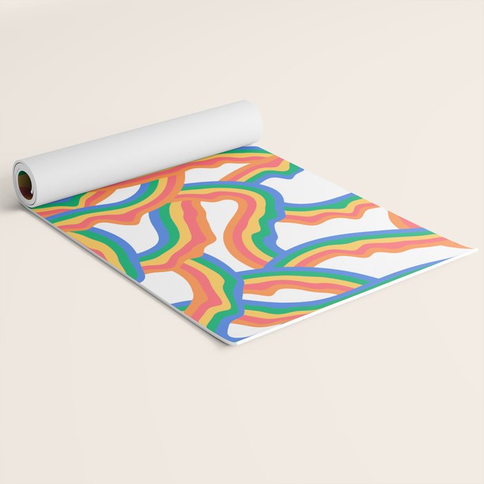 Retro psychedelic rainbow pattern Yoga Mat Gallery Image 2