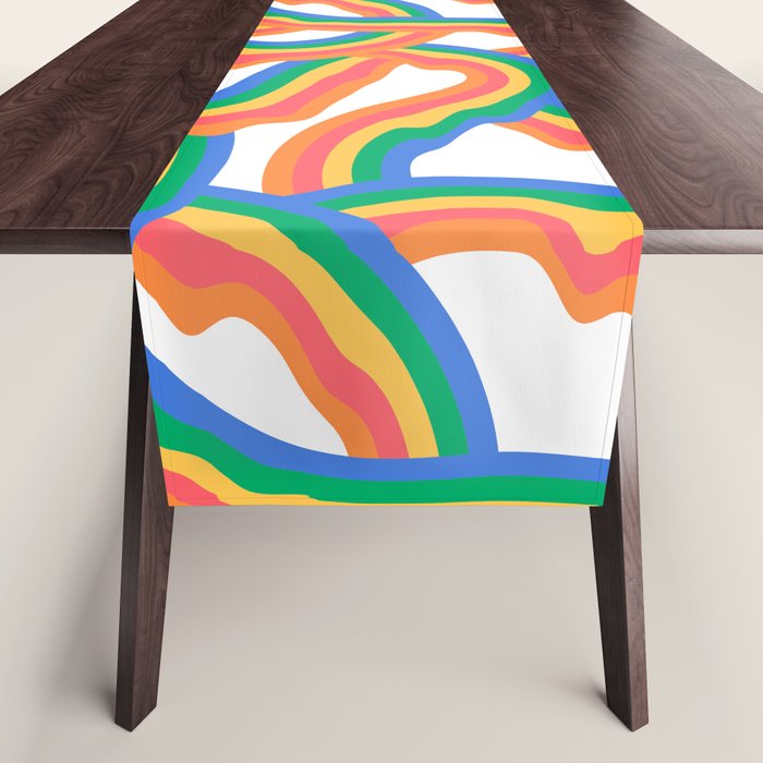 Retro psychedelic rainbow pattern Table Runner Gallery Image 1