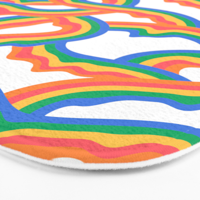 Retro psychedelic rainbow pattern Bath Mat Gallery Image 3