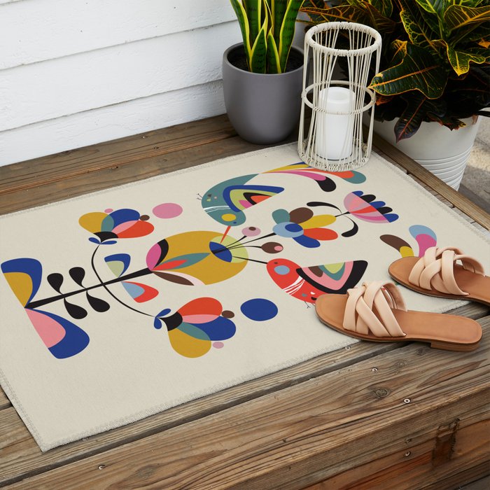 Hummingbirds & Flowers Outdoor Rug Gallery Image 2