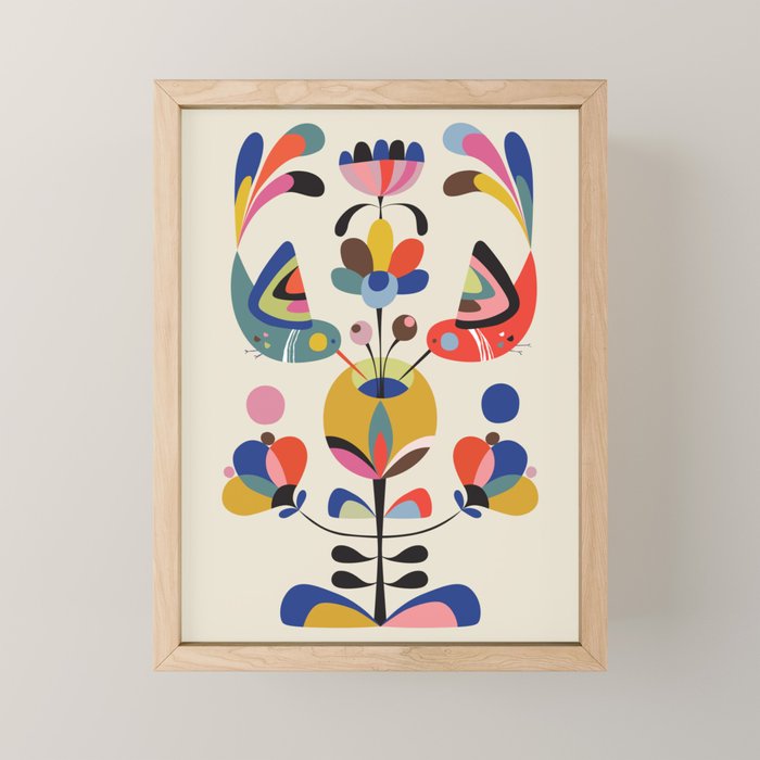 Hummingbirds & Flowers Mini Art Print Gallery Image 1