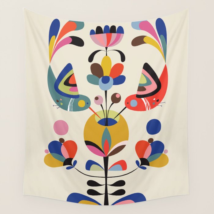 Hummingbirds & Flowers Wall Tapestry Gallery Image 1