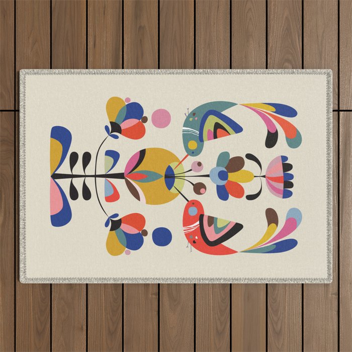 Hummingbirds & Flowers Outdoor Rug Gallery Image 1