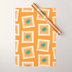 Vintage flower postage stamp pattern Wrapping Paper Gallery Image 1