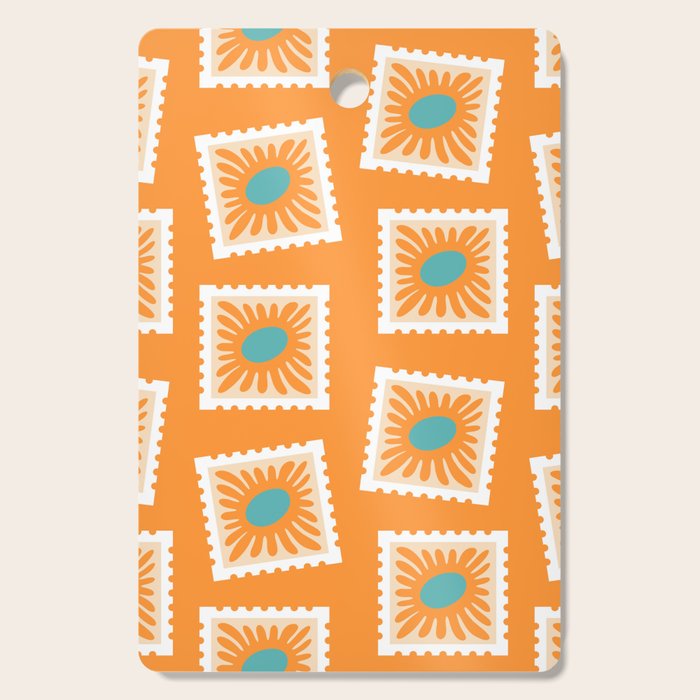 Vintage flower postage stamp pattern Cutting Board Gallery Image 1