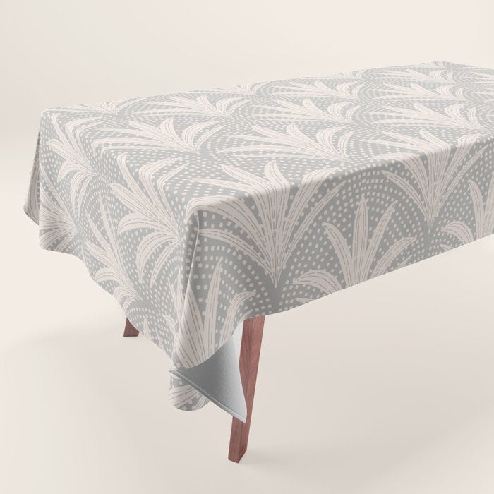 Boho Rustic Palm Radiance Soft Grey Tablecloth Gallery Image 1