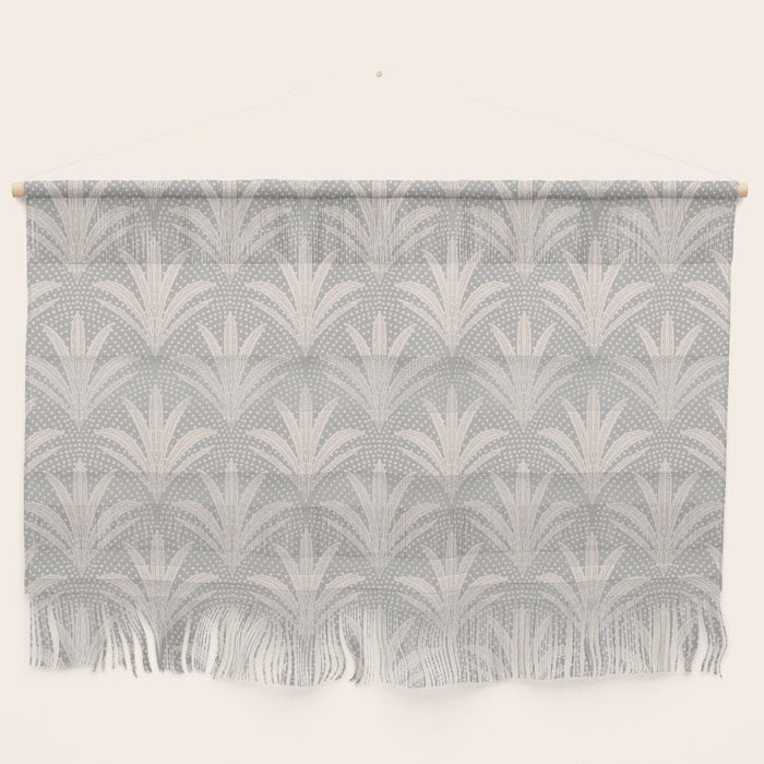 Boho Rustic Palm Radiance Soft Grey Wall Hanging Gallery Image 1