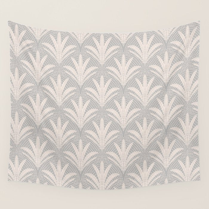 Boho Rustic Palm Radiance Soft Grey Wall Tapestry Gallery Image 4