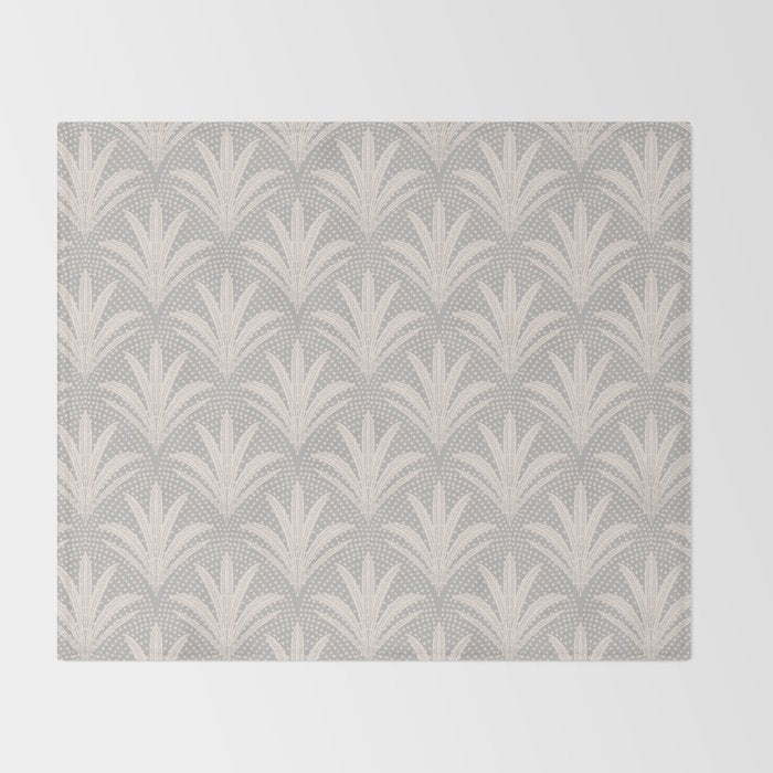 Boho Rustic Palm Radiance Soft Grey Throw Blanket Gallery Image 2