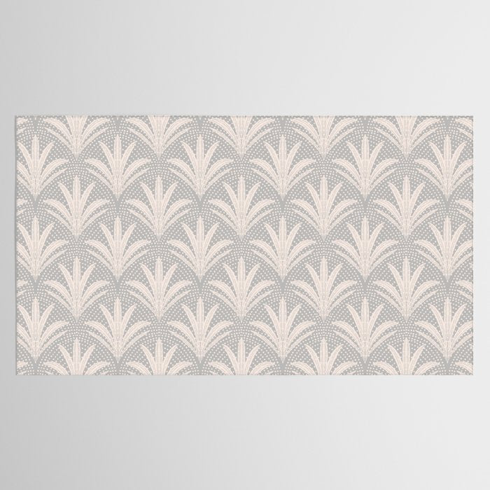 Boho Rustic Palm Radiance Soft Grey Tablecloth Gallery Image 2