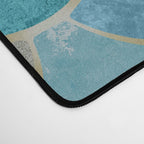 Moroccan Fish Scale Mermaid Pattern, Teal Blue and Gold Desk Mat Gallery Image 4