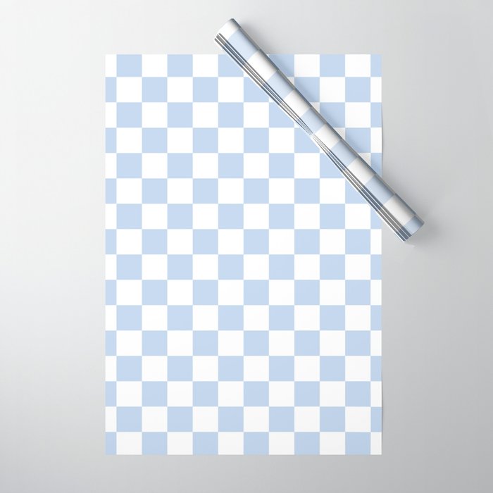 Checkerboard Mini Check Pattern in Baby Blue and White Wrapping Paper Gallery Image 1